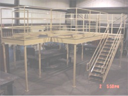 Mezzanine surrounding hoppers.